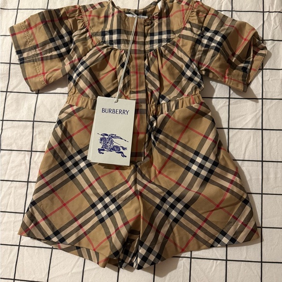 Burberry Tan and Black Checkered Baby Outfit